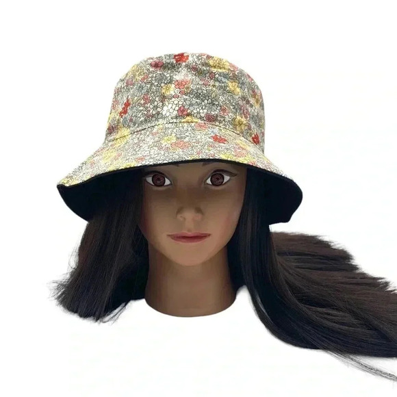 Boutique Multi-Colored Dainty Floral Print Fully Reversible Bucket Hat OSFM - Picture 2 of 6